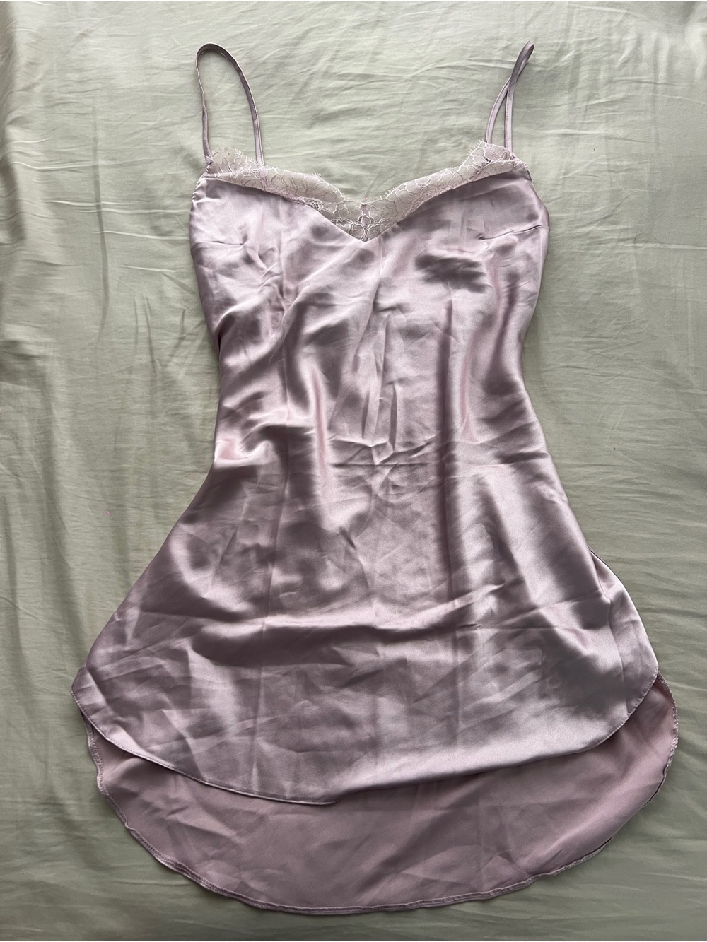 Victoria's Secret Lavender Satin Lace-Trim Chemise